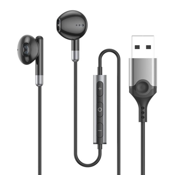 イヤホン マイク USB 有線 ヘッドセット 2.3m マイク付きイヤホン 通話