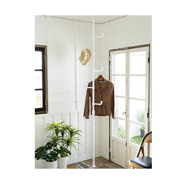 他サイト： [山善] 突っ張り ラック ポールハンガー 全体耐荷重30kg ワンタッチ突っ張り (実用新案取得済) 高さ190-260cm コートハンガーの商品画像