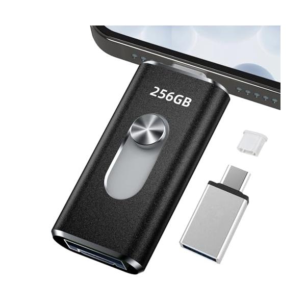 ブラック/256GB/-・Size:256GBColor:ブラック・プリ不要でPhone から直接 USB に写真・動画を移す  この Phone 対応 USB メモリは、専用アプリ不要でスマホのアルバムから動画・写真データを直接外付け U...