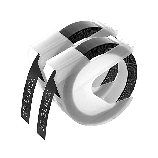 他サイト： Suminey ダイモ テープ 幅9mm 長さ3m 黒 エンボステープ つやあり ダイモ 3D グロッシーテープ DM0903B dymo taの商品画像