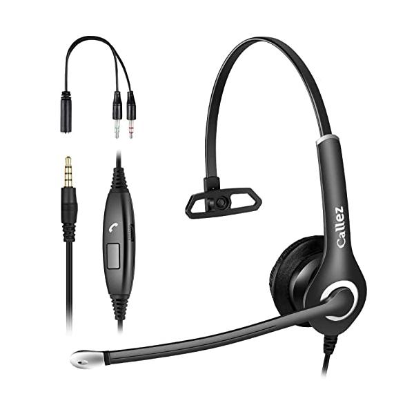 Callez ヘッドセットPC用 3.5mm接続 片耳 ノイズキャンセリング