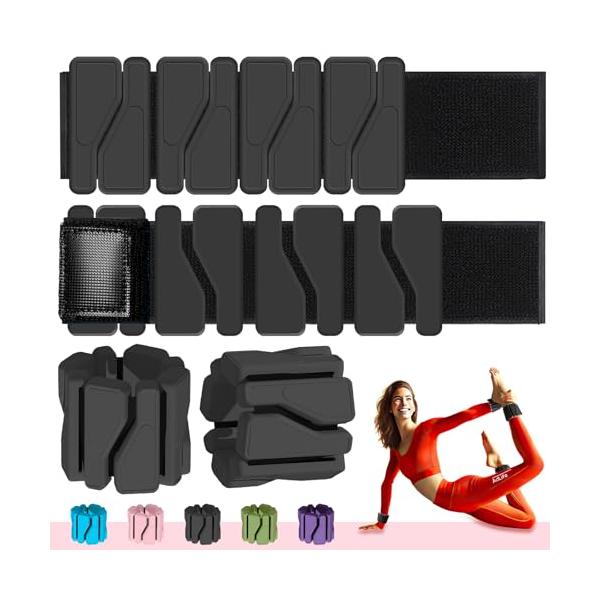 AdLife 黒色のアンクルウェイト 足首 手首 重り おもり 筋トレ