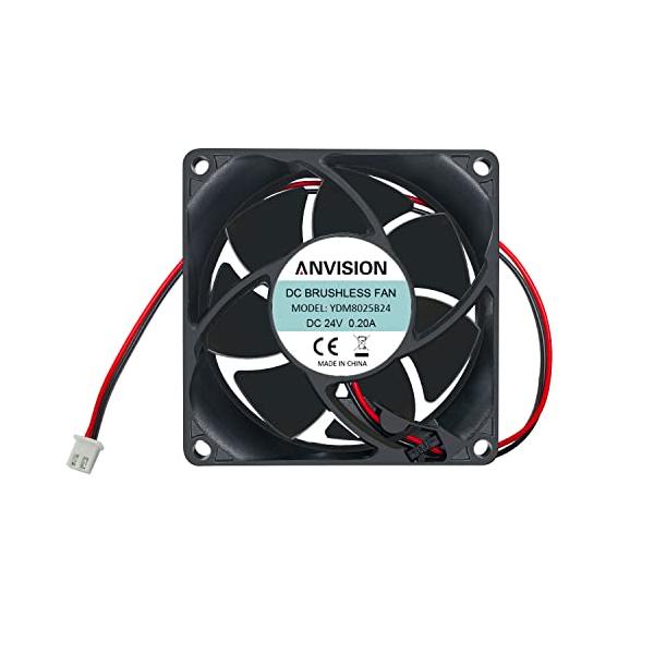 ANVISION 80mm x 25mm DC 24V ブラシレス冷却ファン デュアルボール