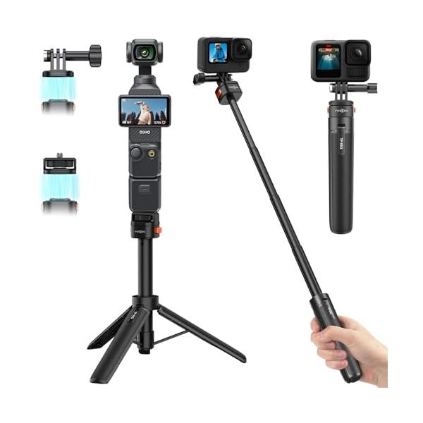 DJI Osmo Pocket 3用 伸縮式ミニ三脚/自撮り棒/一脚兼用 磁気クイック