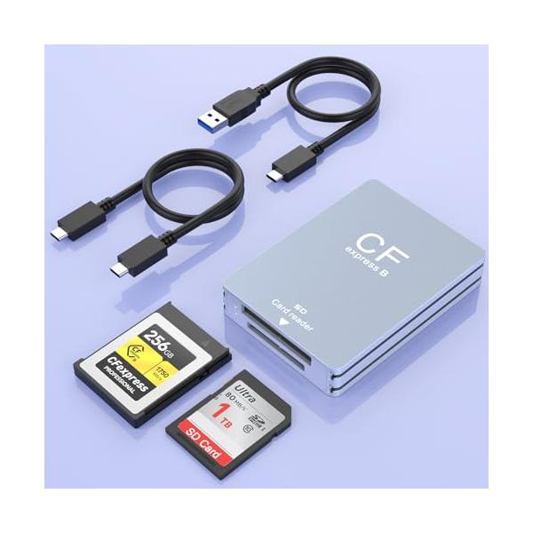 2024新設計CFexpress Type B & SD カードリーダ 2 in 1、デュアル