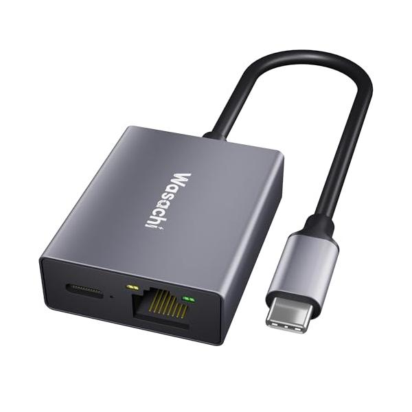 Wasachi USB-C LAN アダプター 1000Mbps高速+PD100W急速充電 有線LANアダプター Type-C to RJ45