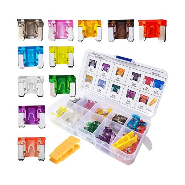 他サイト： DanYun 110個 低背ヒューズ ミニ平型ヒューズ 車ブレードヒューズ 2A 3A 5A 7.5A 10A 15A 20A 25A 30Aの商品画像
