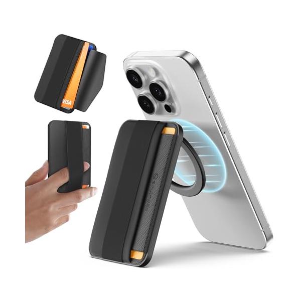 他サイト： [新登場 スタンド付き] Sinjimoru magsafe カードケース グリップで片手操作が便利 強力磁力 3000G マグセーフ カードケの商品画像
