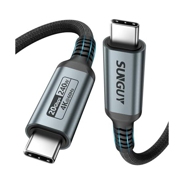 SUNGUY 240W USB C to ケーブル 2M PD超高速充電タイプC 20Gbps高速