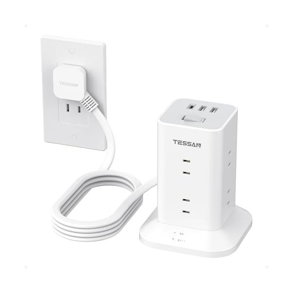 usb-cグレー/3m&amp;usb-c 薄型プラグ/TPS04-JP・Size:3m&amp;usb-c 薄型プラグColor:グレー・タワー電源タップmini型この電源タップは日本のために研究し、設計されていて、一般的なタワー型コンセ...