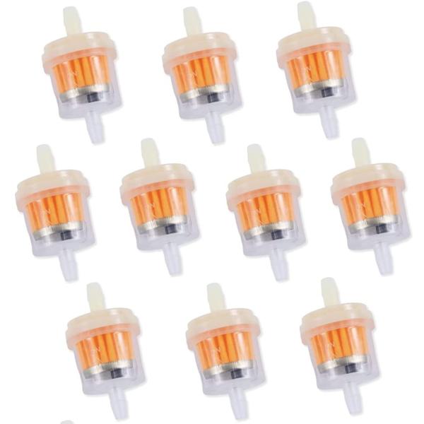 ・ 10個 ・・Size:10個・商品仕様汎用タイプガソリンフィルター10個セット。サイズ：長い55mm*幅30mm。ホース内径 5mm 〜 6mm に対応。・安全性高い高品質の燃料フィルタは、モータが故障しているか、または損傷しているのを...