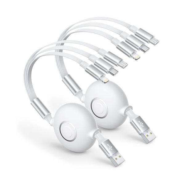 他サイト： 3in1 充電ケーブル 巻き取り式 Aioneus 2本セット マルチ充電ケーブル iPhone 充電ケーブル リール USB Type Cケーの商品画像