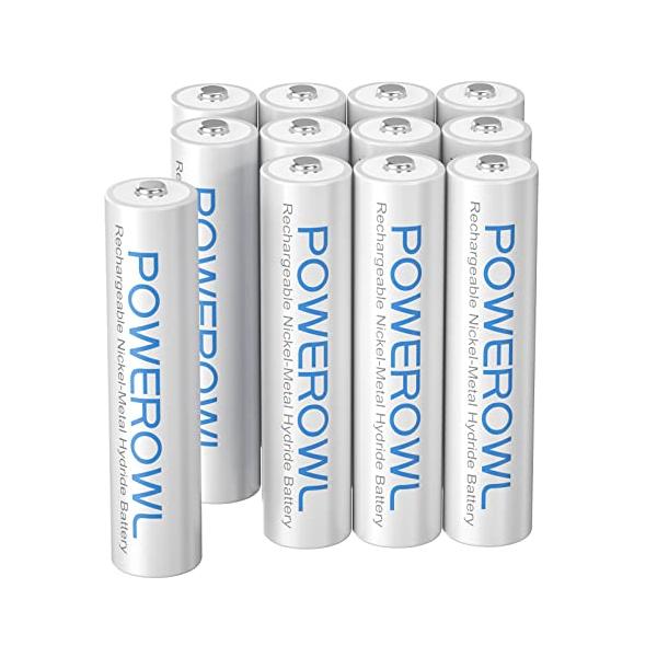 他サイト： Powerowl単4形充電式ニッケル水素電池12個セット 大容量 自然放電抑制 環境保護 電池収納（1000mAh、約1200回循環使用）の商品画像