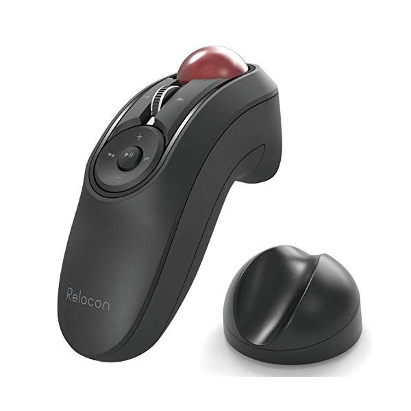他サイト： エレコム トラックボールマウス ハンディタイプ Relacon メディアコントロールボタン搭載 スタンド付 静音 Bluetooth ブラックの商品画像