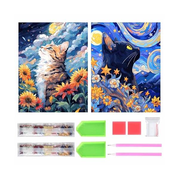 サムコス ダイヤモンドの絵画 ダイヤモンドアート キット 2個セット きれい 全面貼り付け ダイヤモンドアート 初心者 大人の子供 DIY 手芸