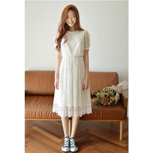 送料無料 総レース ワンピース チュニックワンピース ワンピース ふんわり 半袖 ナチュラル柄 通勤 オフィス Ol きれいめ Buyee Servicio De Proxy Japones Buyee Compra En Japon