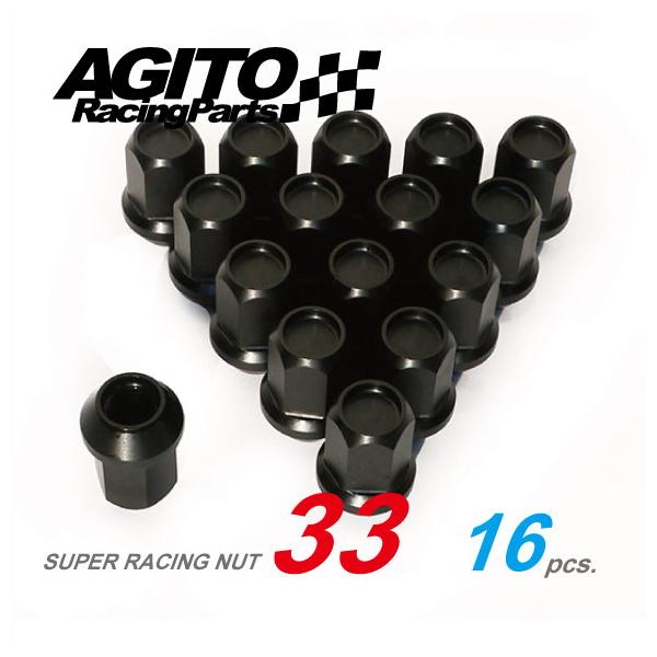 ４穴用１台分１６本★AGITOスーパーレーシングナット L33 17HEX M12xP1.25 クロモリ製