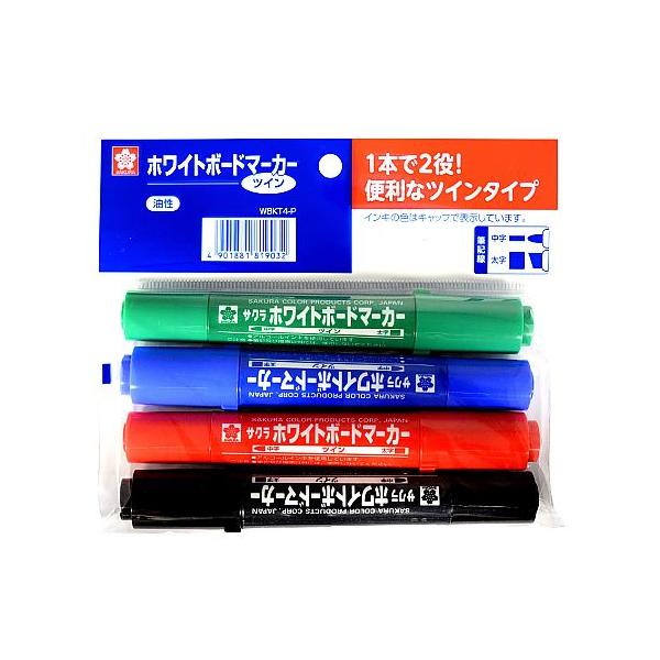 他サイト： ホワイトボードマーカーツイン 4色セット サクラクレパス 819038 (54-2026-75)の商品画像
