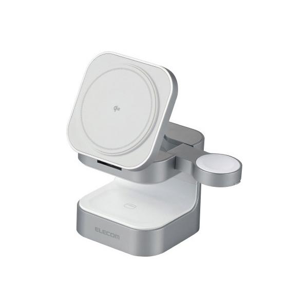 ワイヤレス充電器 Qi2対応 3in1 シルバー エレコム EC-MS09SV (54-9127-92)