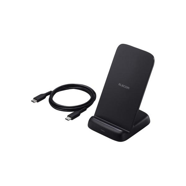 ワイヤレス充電器 スタンド Qi認証 ブラック エレコム EC-QS10BK (54-9129-18)