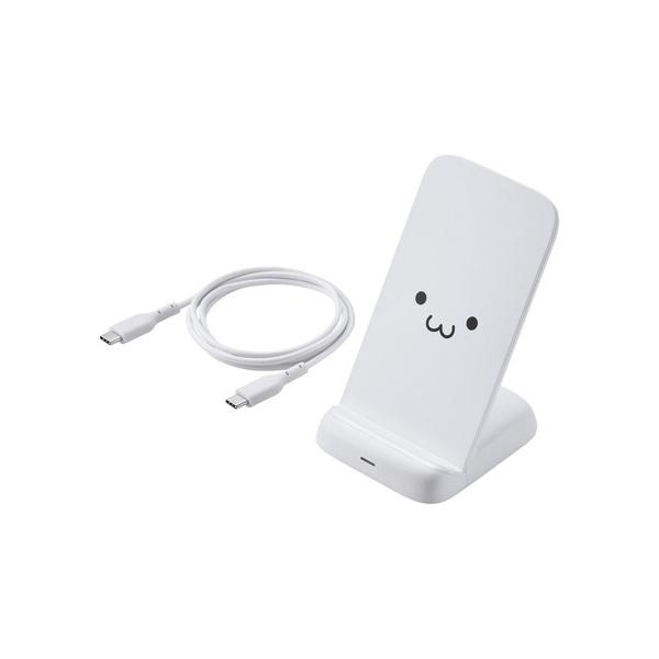 ワイヤレス充電器 スタンド Qi認証 しろちゃん エレコム EC-QS10WF (54-9129-19)