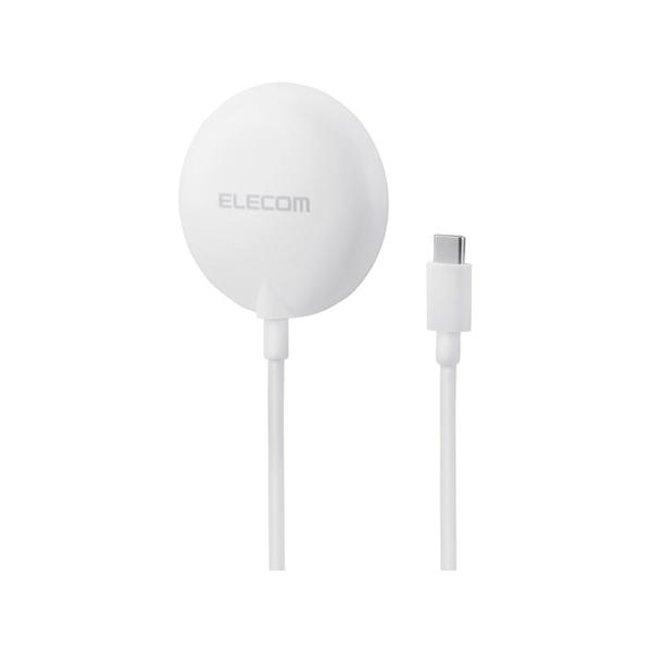 ワイヤレス充電器 磁石 Qi2 15W ホワイト エレコム EC-MA10WH (54-9129-64)