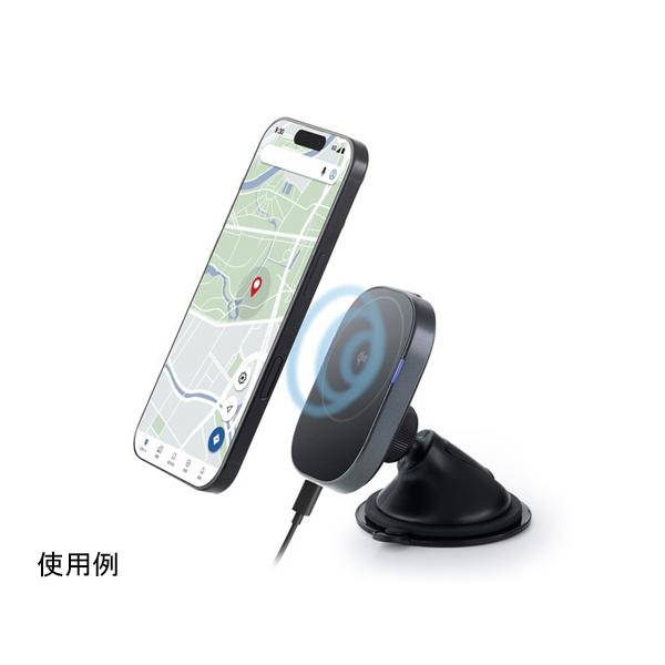 ワイヤレス充電器 Qi2 車用 強力ゲル吸盤 黒 エレコム EC-QC12BK (54-9129-65)