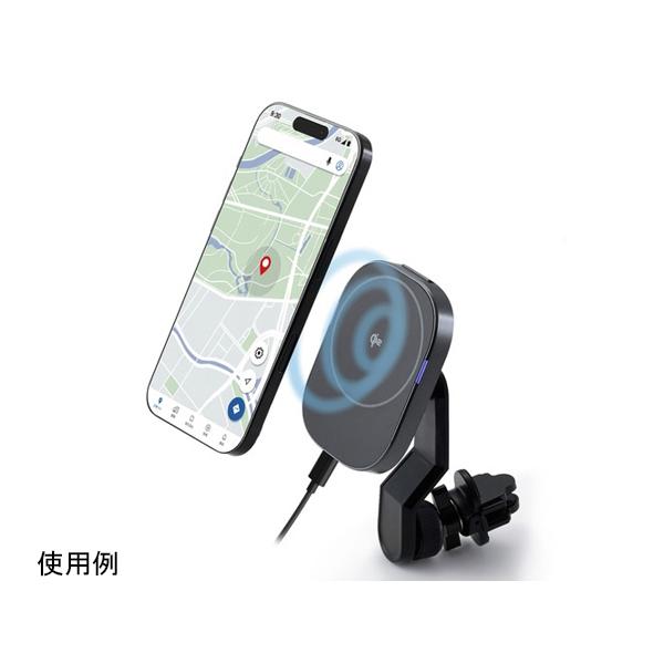 ワイヤレス充電器 Qi2 車用 スイングアーム 黒 エレコム EC-QC13BK (54-9129-66)