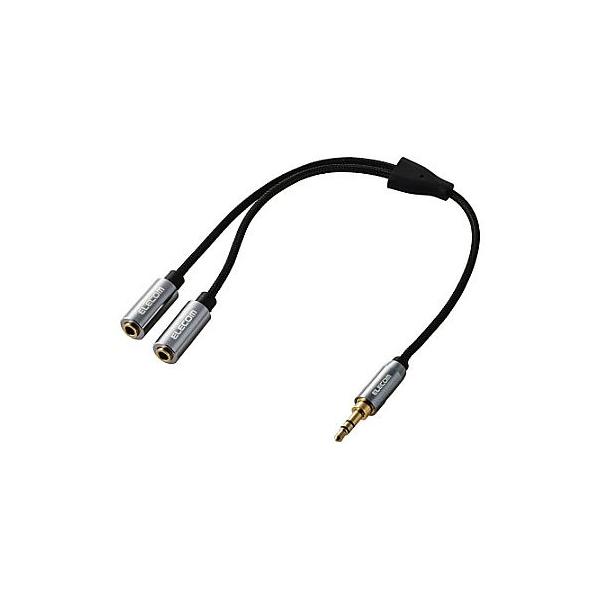他サイト： オーディオ分配ケーブルナイロンメッシュ0.2m黒 エレコム ECDH-35W02BK 60-8097-81の商品画像