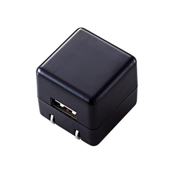 キューブ型AC充電器 DAP用・長寿命・1A ブラック エレコム AVS-ACUAN007BK (62-2712-23)