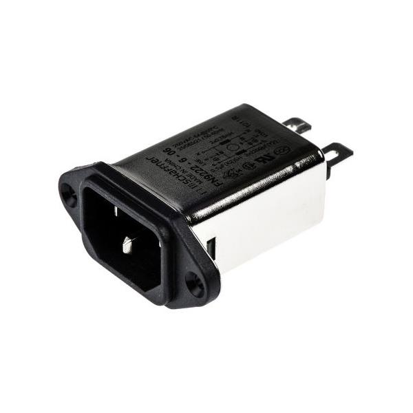 IECフィルタ オス IEC規格 C14 パネルマウント 6A 250 V ac Schaffner FN9222-6-06 (63-4798-27)