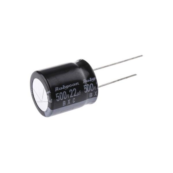 アルミ電解コンデンサ 22μF 500V dc Ruby-con 500BXC22MEFC18X20 (63-5053-03)