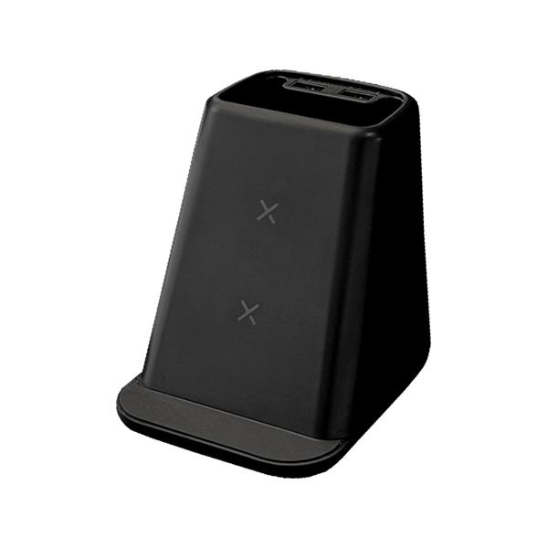 ペンスタンドUSBポート付きワイヤレス充電器 BK エアージェイ AWJ-PD11 BK (68-1421-39)