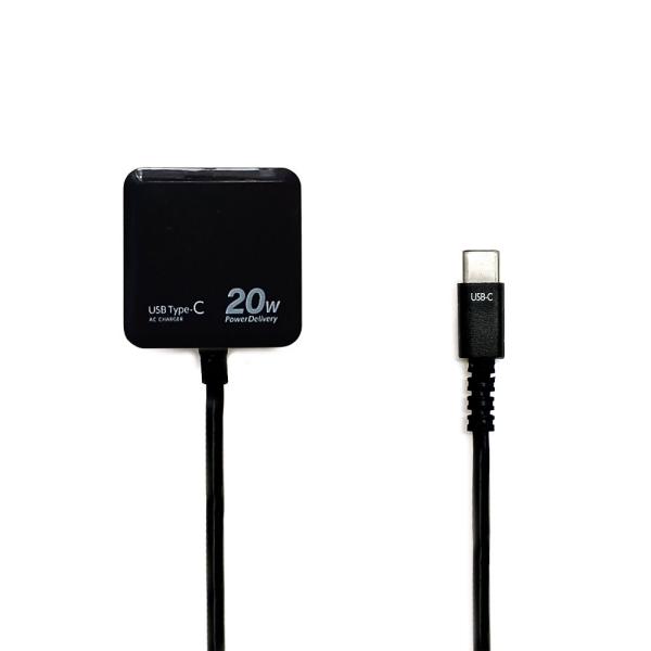 PD20W対応AC充電器直付けTYPE-C BK エアージェイ AKJ-PD20 BK (68-1982-09)
