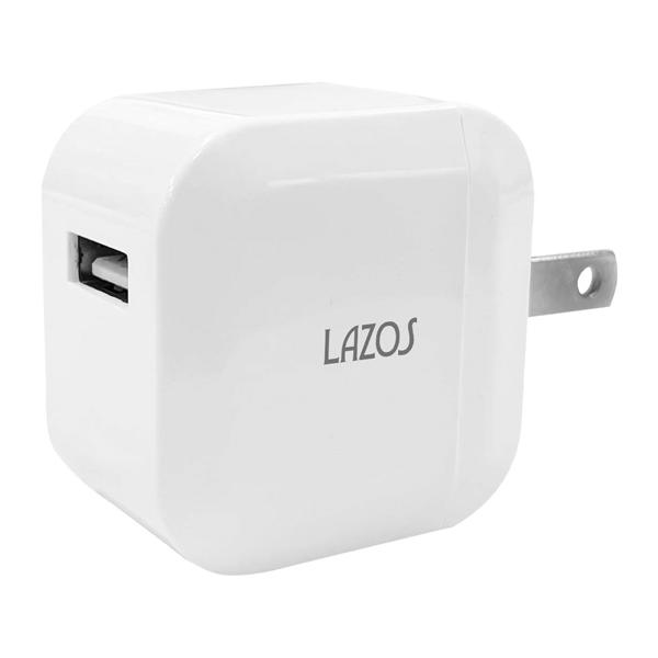 AC充電器 1口 2.1A USB-A×1 ホワイト 1ケース 100個入 Lazos L-2.1AC (68-2008-49)