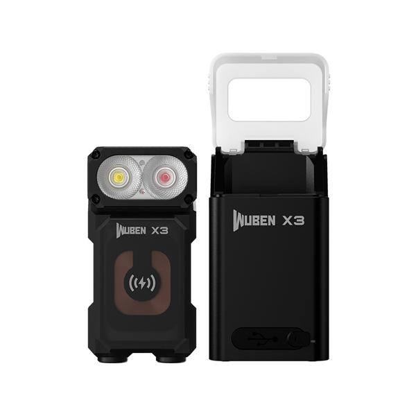【ショールーム展示品美品】WUBEN品番【X3】フラッシュライト充電ボックス付 コンパクトフラッシュライト ブラック ウーベン X3-BK (68-4134-17