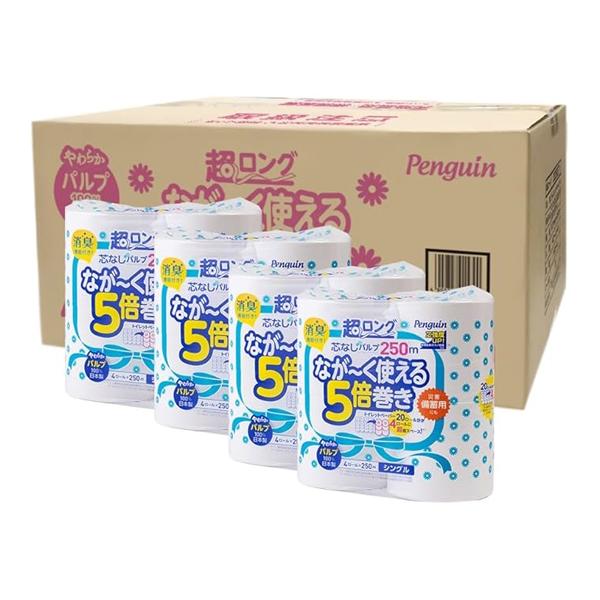 他サイト： ペンギン 超ロングパルプ 4R シングル 1箱 16個入 丸富製紙 69-5907-80の商品画像