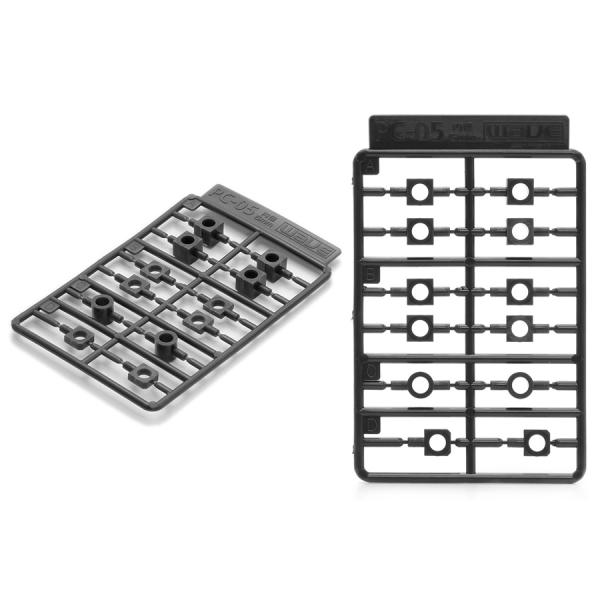 ■PC-05 （内径 5mm）■製品コード：OP-384キャラクターモデルの可動部や部品の付け替え部分などに役立つポリキャップのセットです。4タイプの形状が入っています。接続部を兼ねた関節などに使用することで、自由な可動が再現できます。Co...