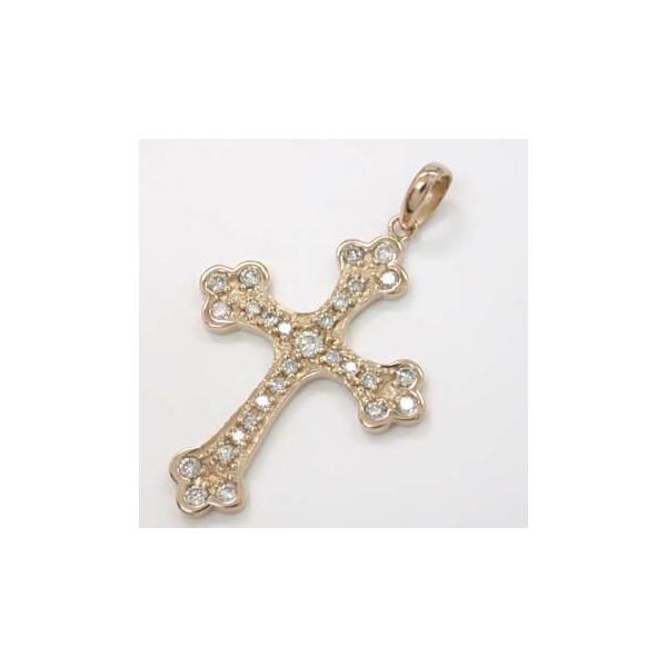 K18 ダイヤクロスペンダントヘッド 0.5カラット 本物ホワイトゴールド