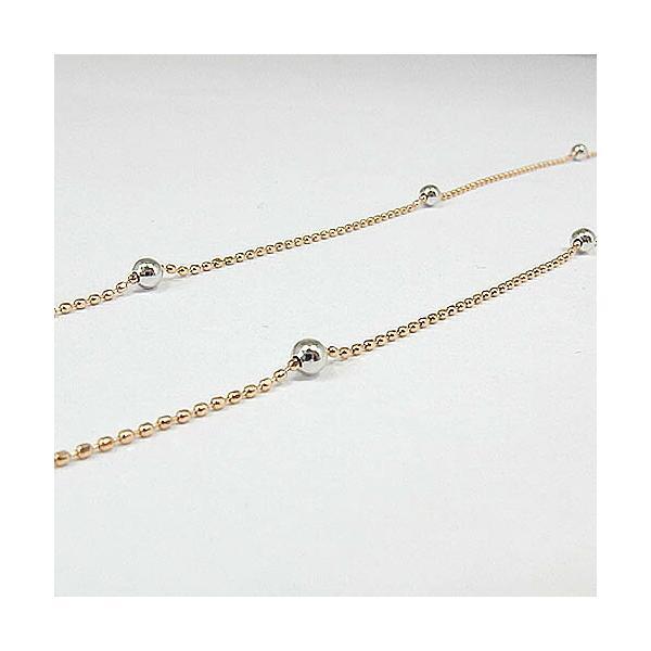 18金ピンクゴールド カットボールチェーン 18金WG2.5ミリボール 