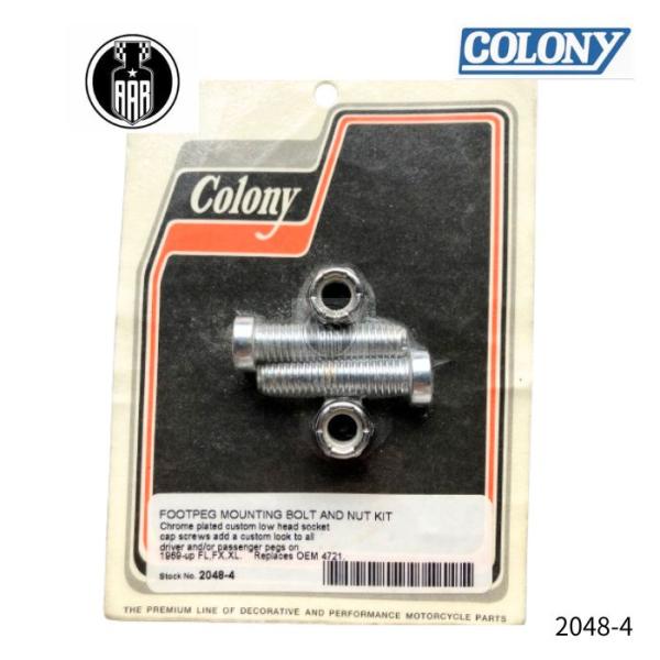 フットペグ マウント ボルト ナット キット クロームメッキ ハーレーダビッドソン 1969年以降 FL FX XL 2048-4 Colony コロニー