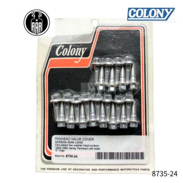 8735-24 colony コロニー パンヘッド バルブカバー スクリュー 45/64 ロング ハーレーダビッドソン