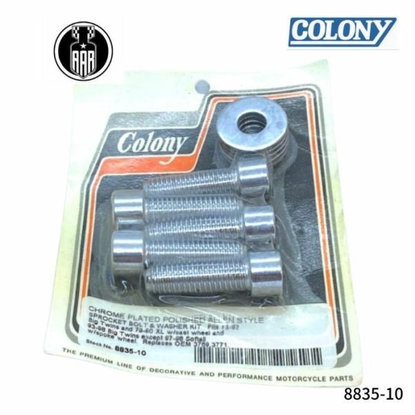 ポリッシュアレン スプロケット ボルト ワッシャー ハーレー 1973年-98年 ビッグツイン 1979年-90年 XL 8835-10 Colony コロニー クローム