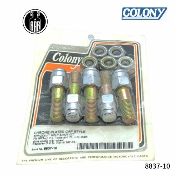 キャップスタイル スプロケットボルト ナットキット  ハーレー 1973年以降 ビッグツイン XL 8837-10 Colony コロニー クロームメッキ