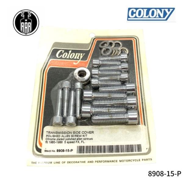 トランスミッション サイドカバー スクリュー クローム ハーレー 1980-86年 ビックツイン 5速ミッション FX FL 8908-15-P Colony