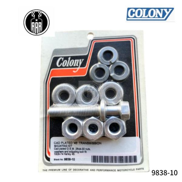 カドミウムメッキ 45 トランスミッション マウントキット ハーレーダビッドソン 1929-74年 45 モデル 9838-10 Colony コロニー