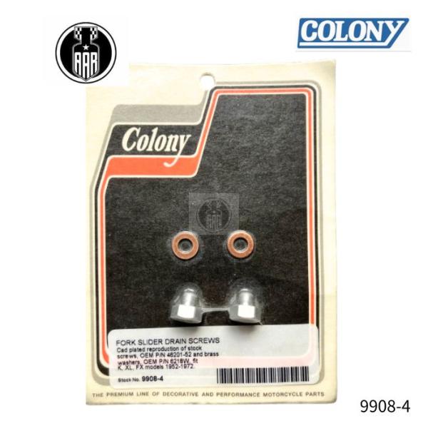 カドミウムメッキ フォーク スライダー ドレンスクリュー ハーレーダビッドソン 1952-72年 K XL FX 9908-4 Colony コロニー