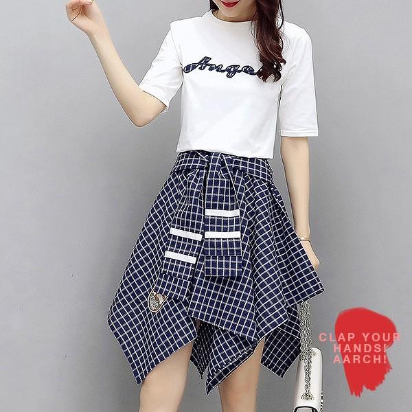 大きいサイズ おおきいサイズ レディース ファッション 上下2点セットアップ ロゴ Tシャツ シャツ腰巻デザイン スカート Ll 3l 4l 5l 春夏 rch W0687 rch 通販 Yahoo ショッピング