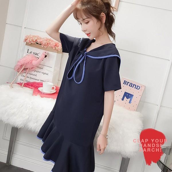 大きいサイズ おおきいサイズ レディース ファッション セーラーカラー ロマンティック スウィート ペプラム フレア ワンピース Ll 3l 4l 5l 6l 春夏 rch W1763 rch 通販 Yahoo ショッピング