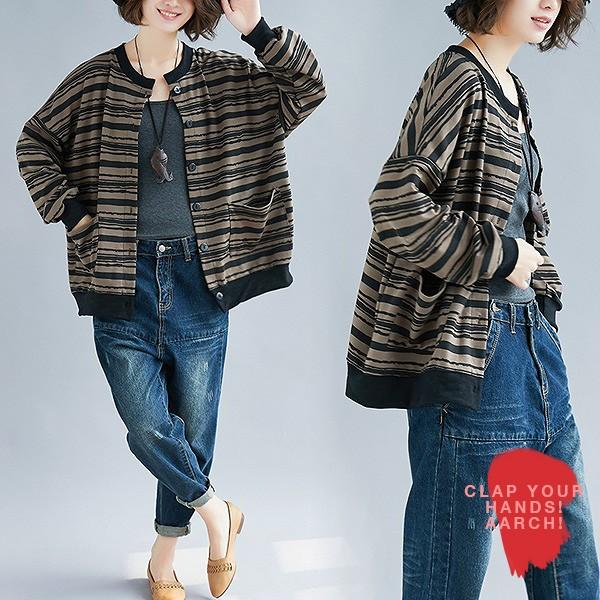 大きいサイズ ブルゾン レディース ファッション ぽっちゃり おおきいサイズ 対応 ボーダー柄 ビッグシルエット オーバーサイズ M L Ll 3l 秋冬 rch W3132 rch 通販 Yahoo ショッピング